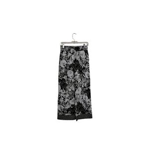 Cuddl Duds Women's Black White Floral Tropical Pull-on Wide Leg Loungewear